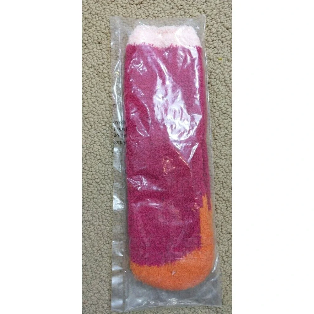 Women's Cozy Cat Socks Orange Kitty Fuzzy Pink Size 9-11 NWT